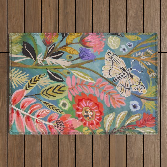 Butterfly Floral Outdoor Rug Gallery Image 1