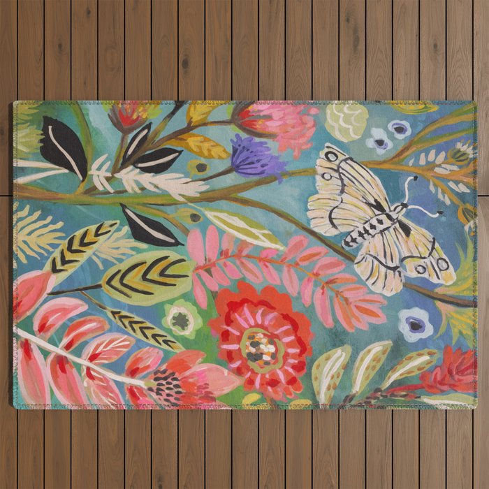 Butterfly Floral Outdoor Rug Gallery Image 2