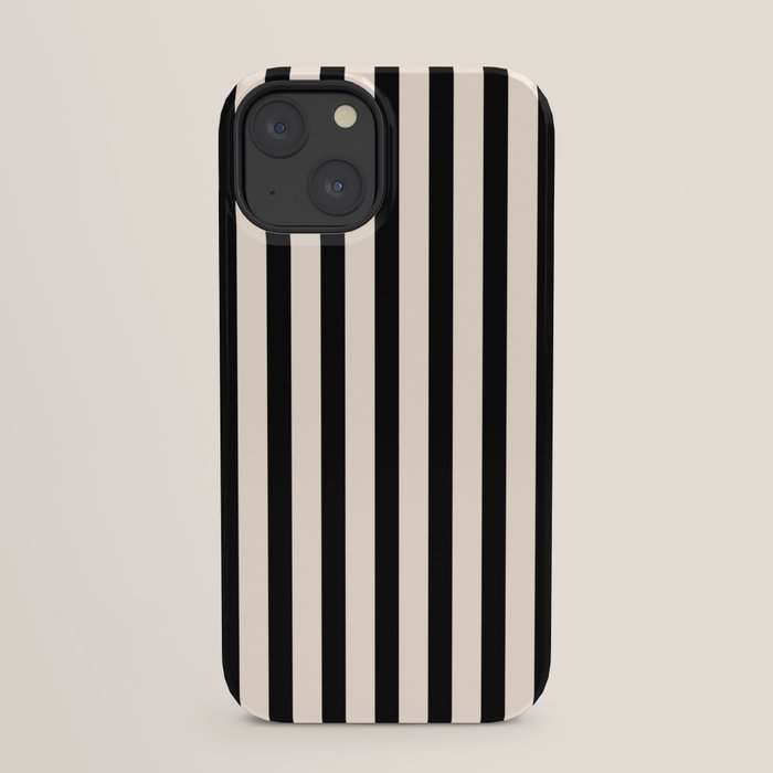 Fine Stripes Vertical Minimalist Pattern in Black and Almond Cream iPhone Case Gallery Image 29