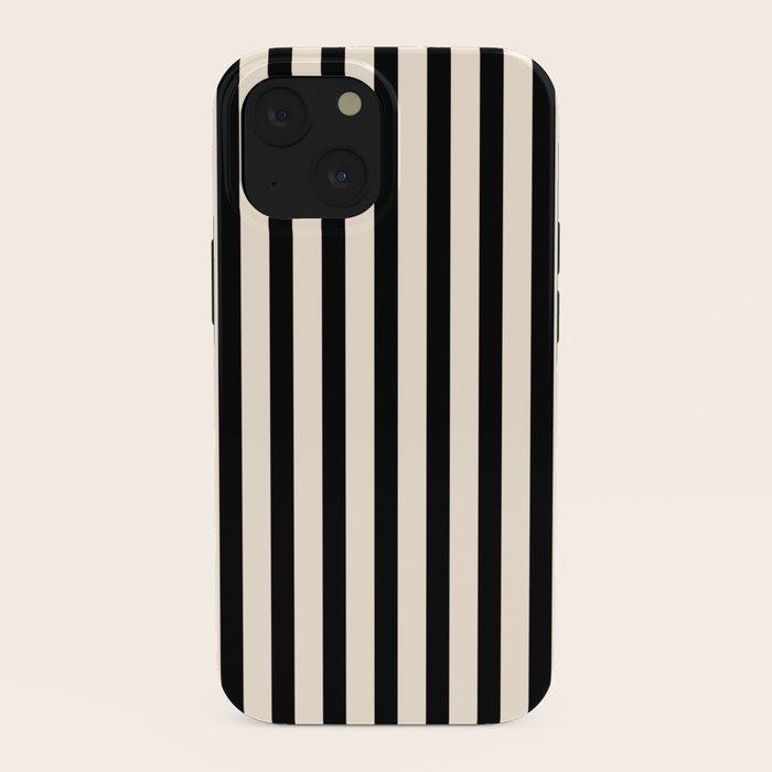 Fine Stripes Vertical Minimalist Pattern in Black and Almond Cream iPhone Case Gallery Image 38