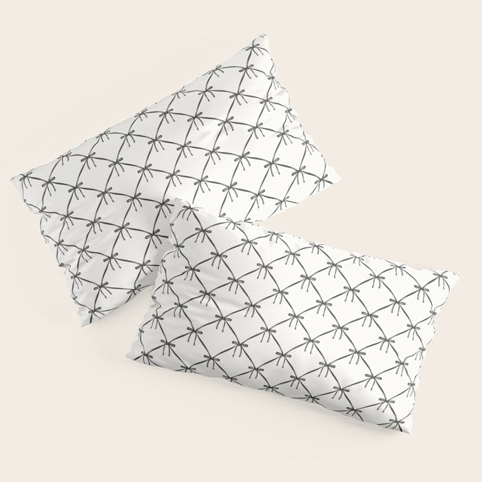 Bows & Ribbons Pattern IV Black and White Pillow Sham Gallery Image 4