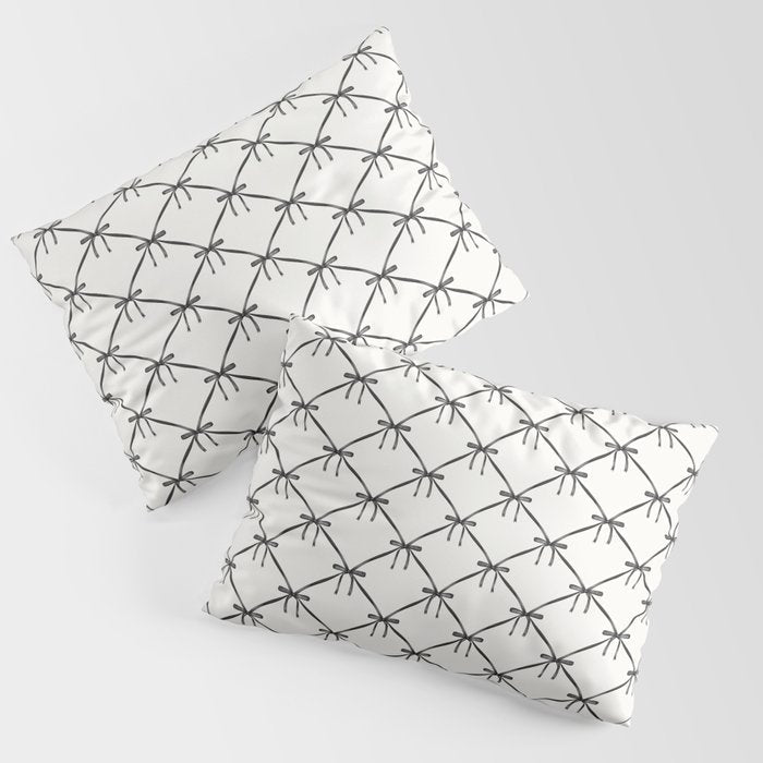 Bows & Ribbons Pattern IV Black and White Pillow Sham Gallery Image 3