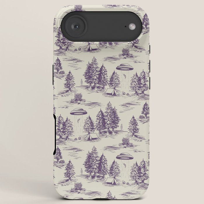 Purple Alien Abduction Toile De Jouy Pattern iPhone Case Gallery Image 6
