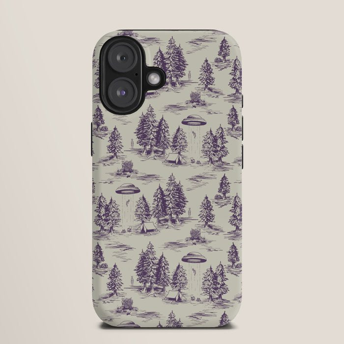Purple Alien Abduction Toile De Jouy Pattern iPhone Case Gallery Image 9