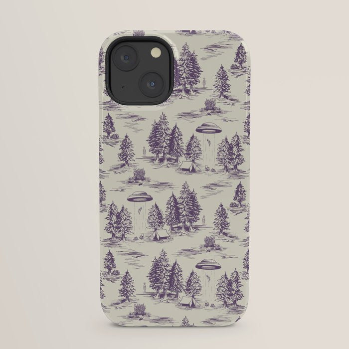 Purple Alien Abduction Toile De Jouy Pattern iPhone Case Gallery Image 21