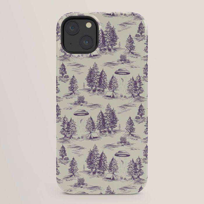Purple Alien Abduction Toile De Jouy Pattern iPhone Case Gallery Image 22