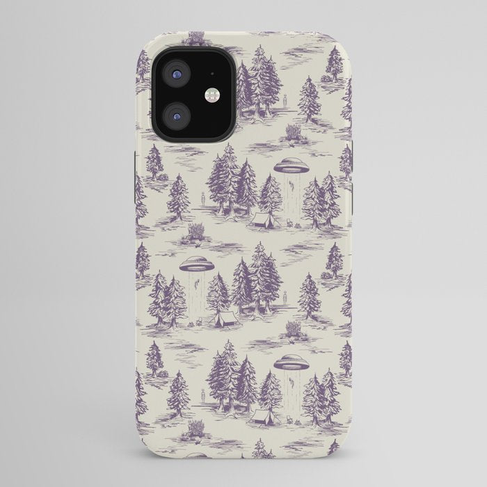 Purple Alien Abduction Toile De Jouy Pattern iPhone Case Gallery Image 42