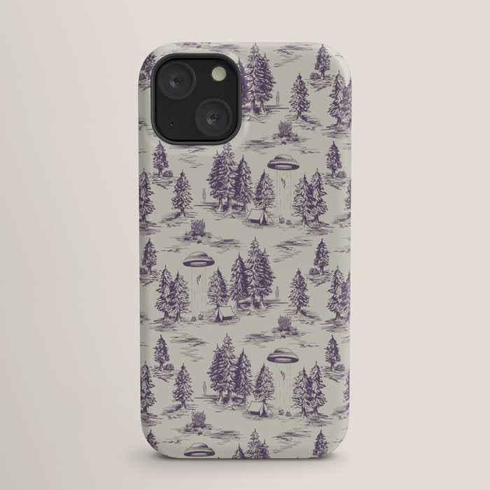Purple Alien Abduction Toile De Jouy Pattern iPhone Case Gallery Image 17