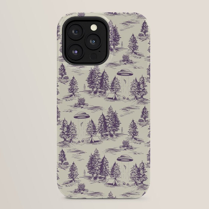 Purple Alien Abduction Toile De Jouy Pattern iPhone Case Gallery Image 32