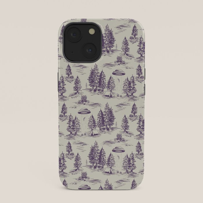 Purple Alien Abduction Toile De Jouy Pattern iPhone Case Gallery Image 33