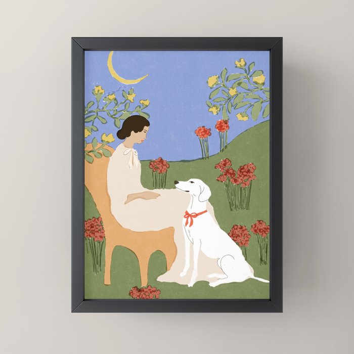 Lady and her dog Mini Art Print Gallery Image 3