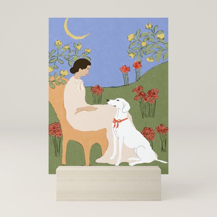 Lady and her dog Mini Art Print Gallery Image 5