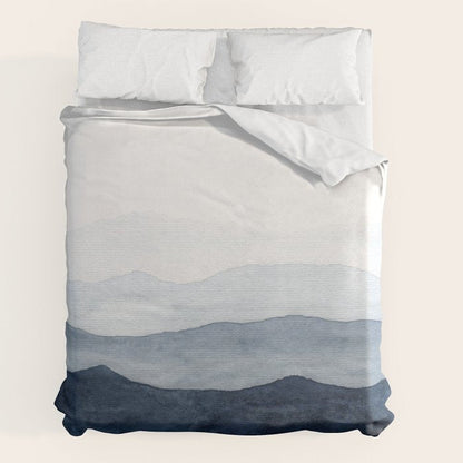 Indigo Abstract Watercolor Mountains Duvet Cover Gallery Image 7