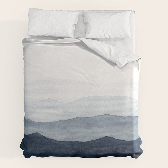 Indigo Abstract Watercolor Mountains Duvet Cover Gallery Image 2