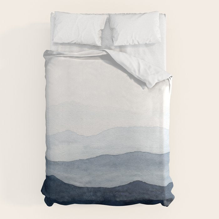 Indigo Abstract Watercolor Mountains Duvet Cover Gallery Image 6