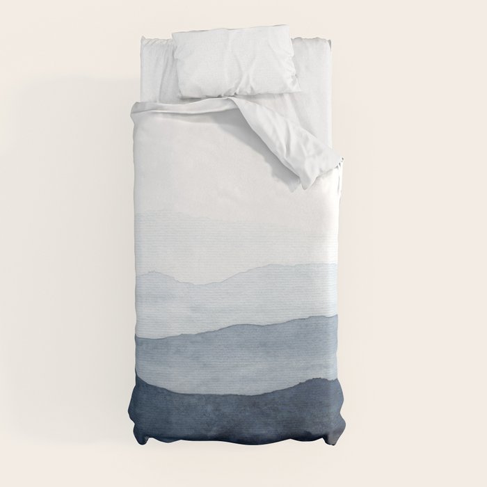 Indigo Abstract Watercolor Mountains Duvet Cover Gallery Image 4