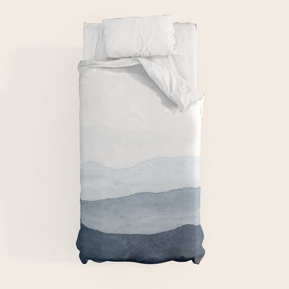 Indigo Abstract Watercolor Mountains Duvet Cover Gallery Image 4