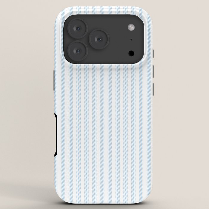 Pastel Blue & White Ticker Stripe iPhone Case Gallery Image 7