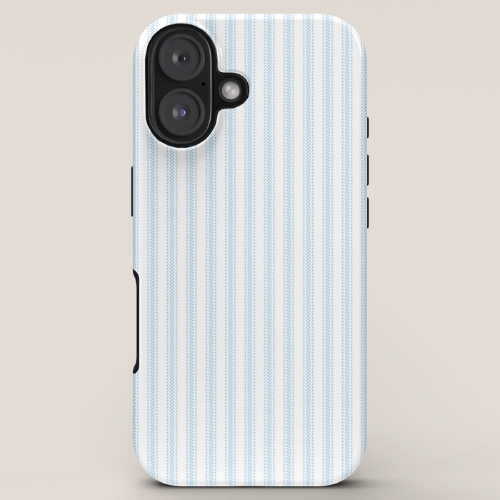 Pastel Blue & White Ticker Stripe iPhone Case Gallery Image 5