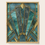 Elegant Stained Glass Art Deco Window With Marble And Gemstone Serving Tray Gallery Image 1