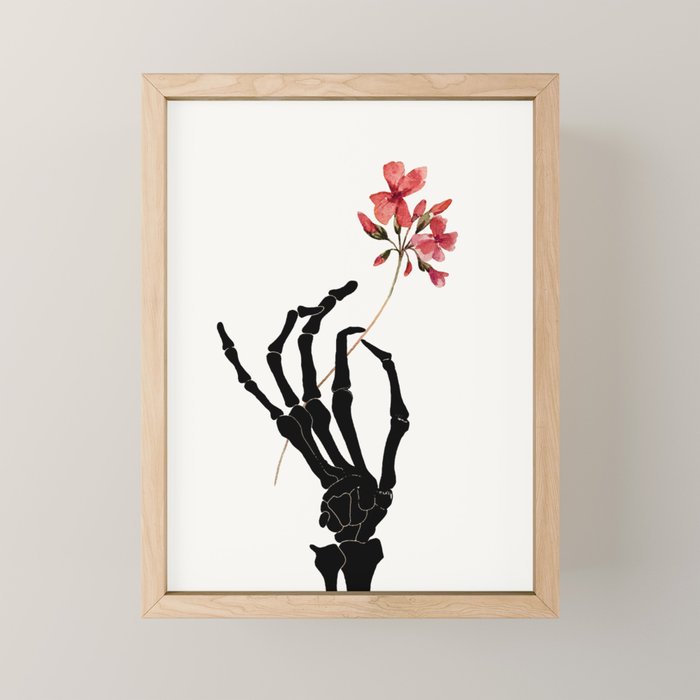 Skeleton Hand with Flower Mini Art Print Gallery Image 1