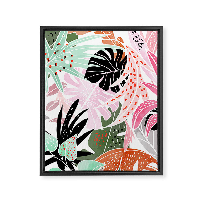 Veronica, Tropical Eclectic Bold Monstera Palm Illustration Nature Modern Colorful Jungle Framed Canvas Print Gallery Image 4
