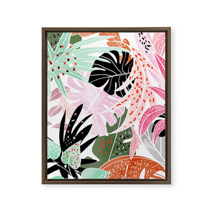 Veronica, Tropical Eclectic Bold Monstera Palm Illustration Nature Modern Colorful Jungle Framed Canvas Print Gallery Image 8