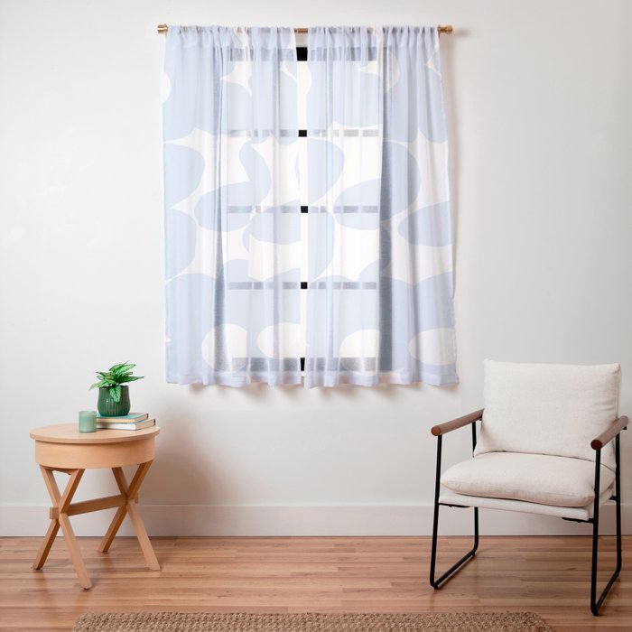 Large Baby Blue Retro Flowers White Background #decor #society6 #buyart Window Curtain Gallery Image 19