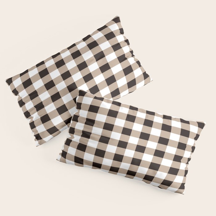 Gingham Large Tan Black White Pillow Sham Gallery Image 2