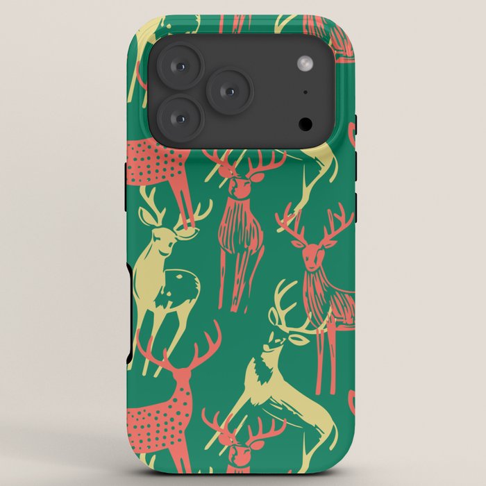 Green christmas reindeer animal pattern iPhone Case Gallery Image 7