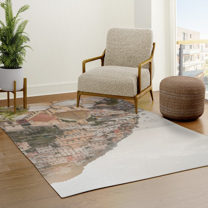 Positano Bliss Photo | Amalfi Coast Mountain Landscape In Pastel Color Art Print | Italy Travel Photography Rug Gallery Image 3