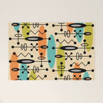 Retro 1950s Style Mid Century Modern Atomic Design 271 Googie Orange Blue and Green Welcome Mat Gallery Image 1