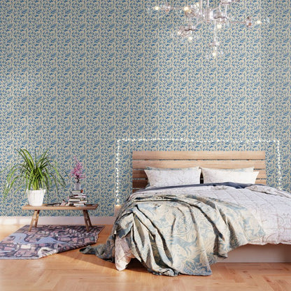 Blue organic watercolor nature art pattern Wallpaper Gallery Image 3