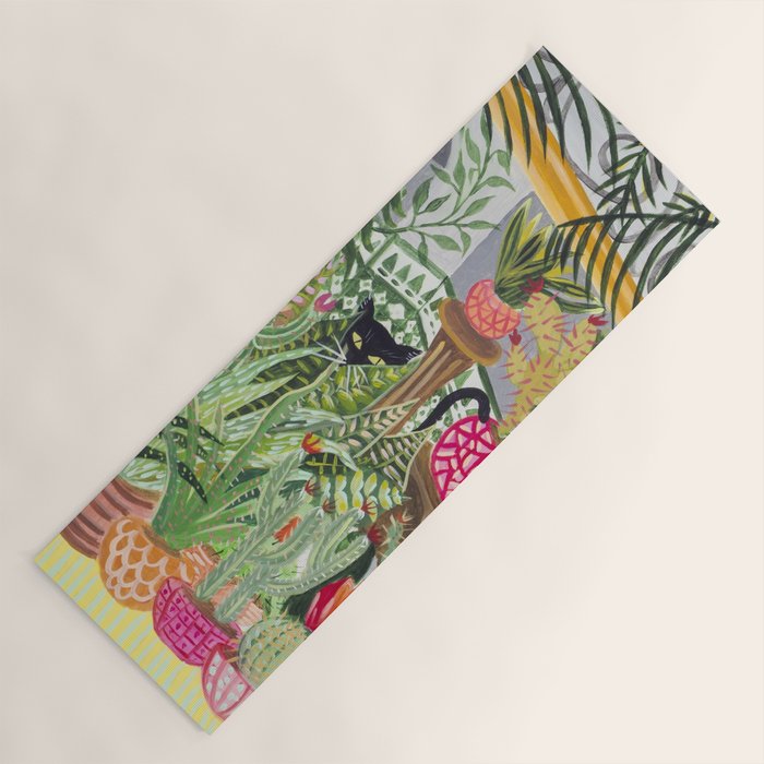 Black cat in the Garden Yoga Mat Gallery Image 1