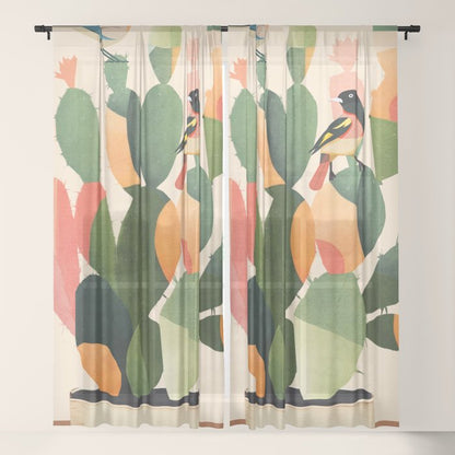 Cactus & Birds 1 Window Curtain Gallery Image 21