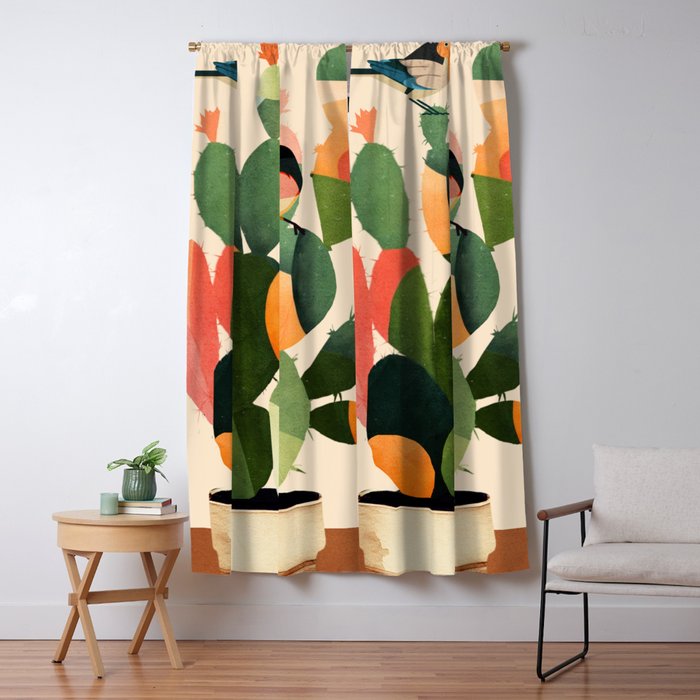 Cactus & Birds 1 Window Curtain Gallery Image 5