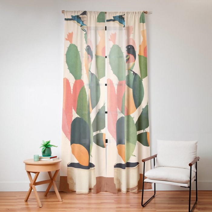 Cactus & Birds 1 Window Curtain Gallery Image 12