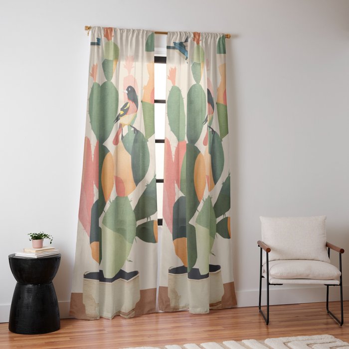 Cactus & Birds 1 Window Curtain Gallery Image 10