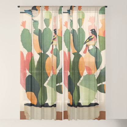 Cactus & Birds 1 Window Curtain Gallery Image 22