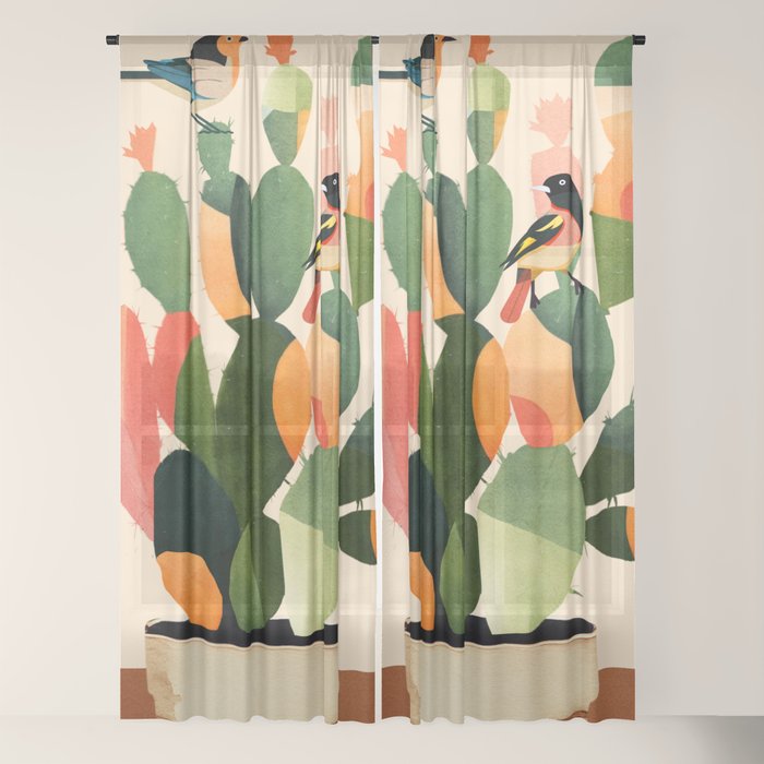 Cactus & Birds 1 Window Curtain Gallery Image 18