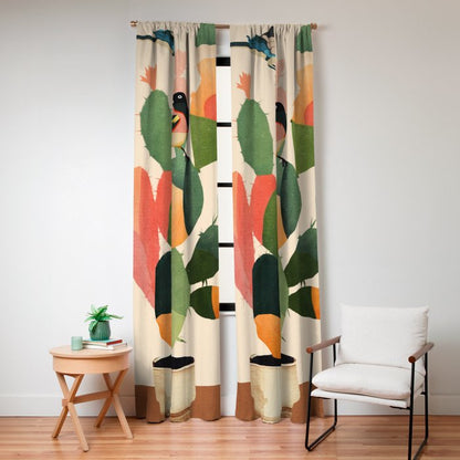 Cactus & Birds 1 Window Curtain Gallery Image 4