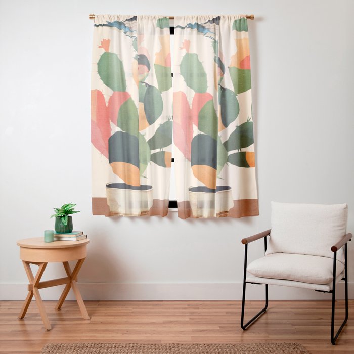 Cactus & Birds 1 Window Curtain Gallery Image 11