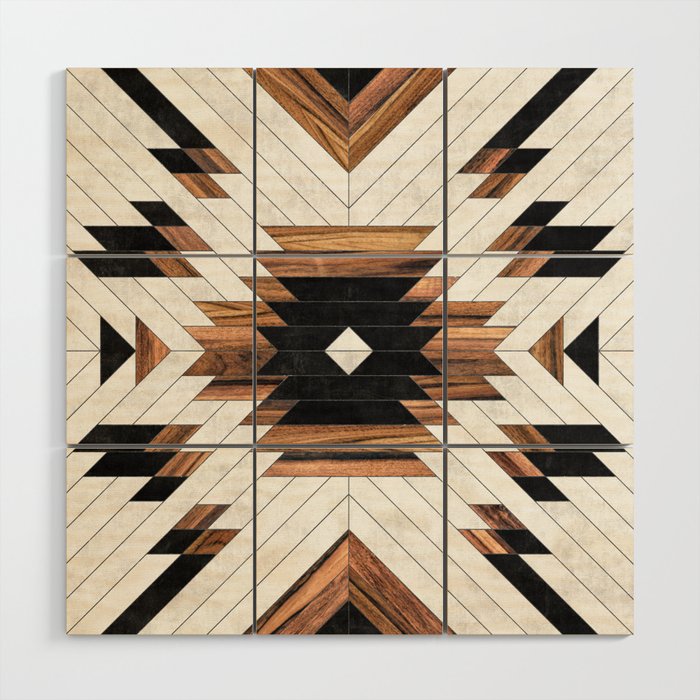 Urban Tribal Pattern No.5 - Aztec - Concrete and Wood Wood Wall Art Gallery Image 1
