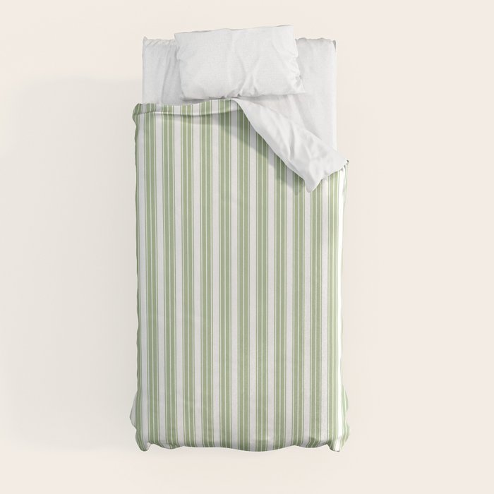 Vintage Cabana Stripe Pastel Sage Mint Green Retro Boho Coastal Beach Vibe Duvet Cover Gallery Image 9
