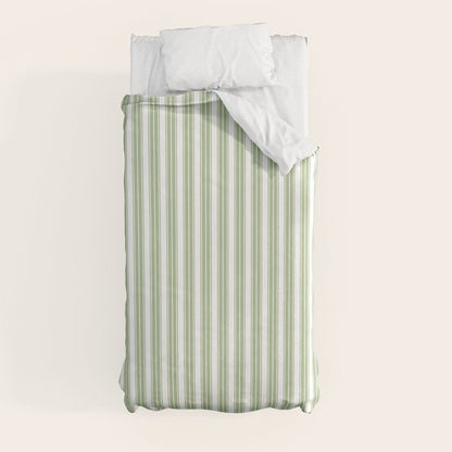Vintage Cabana Stripe Pastel Sage Mint Green Retro Boho Coastal Beach Vibe Duvet Cover Gallery Image 9