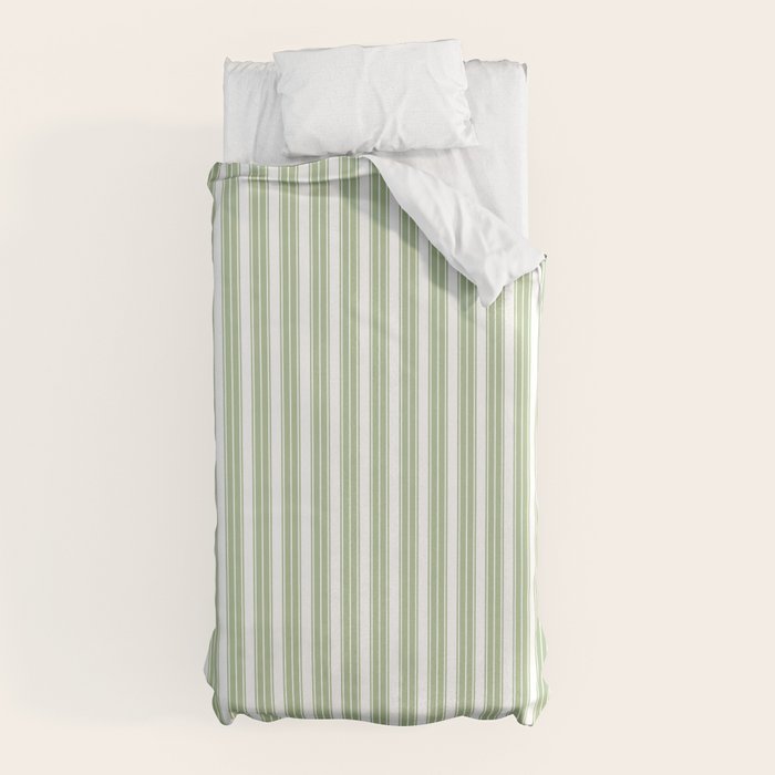 Vintage Cabana Stripe Pastel Sage Mint Green Retro Boho Coastal Beach Vibe Duvet Cover Gallery Image 5