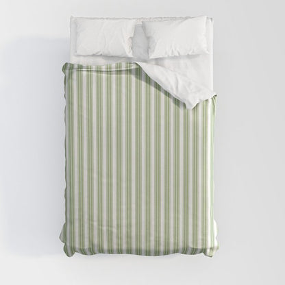 Vintage Cabana Stripe Pastel Sage Mint Green Retro Boho Coastal Beach Vibe Duvet Cover Gallery Image 3