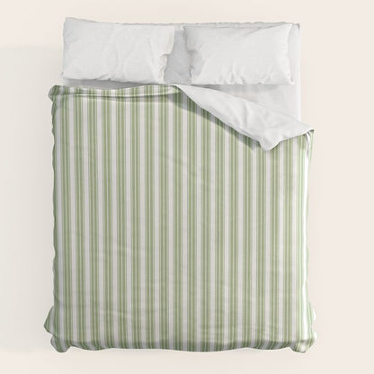 Vintage Cabana Stripe Pastel Sage Mint Green Retro Boho Coastal Beach Vibe Duvet Cover Gallery Image 2