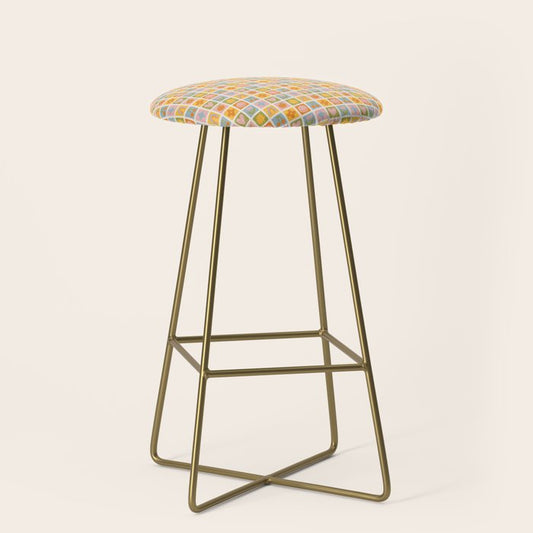 Colorful vintage happy children art mosaic pattern Stool Gallery Image 2