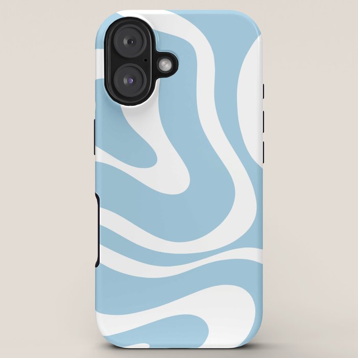 Retro Modern Liquid Swirl Abstract Pattern in Baby Blue and White iPhone Case Gallery Image 5